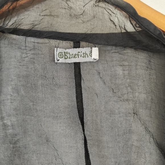 VTG Blue Fish Mesh Silk Navy Blue Boho Blouse Size 0 Women's - Picture 9 of 15